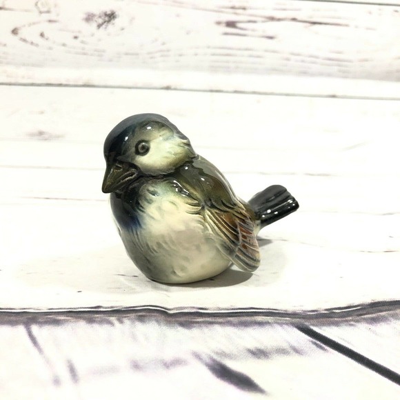 Blue Brown Sparrow Figurine Bird West Germany - Picture 1 of 9
